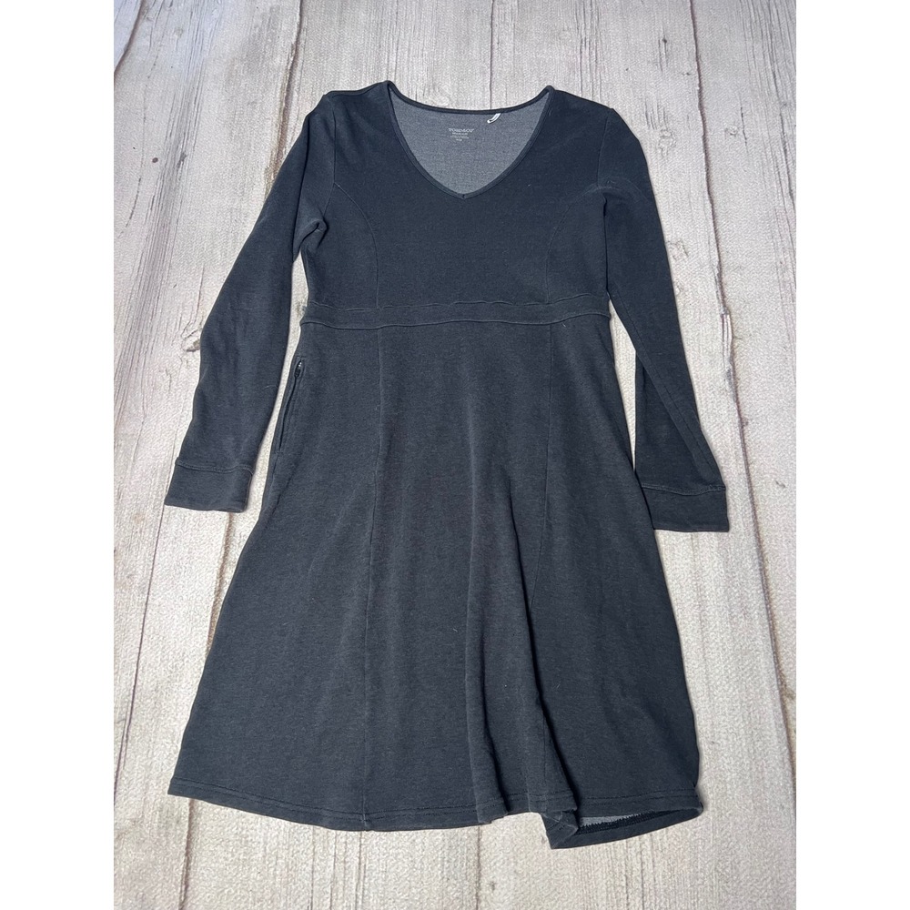 Toad&Coโ Womens Black Long Sleeve V Neck Casual Midi Dress Size Medium